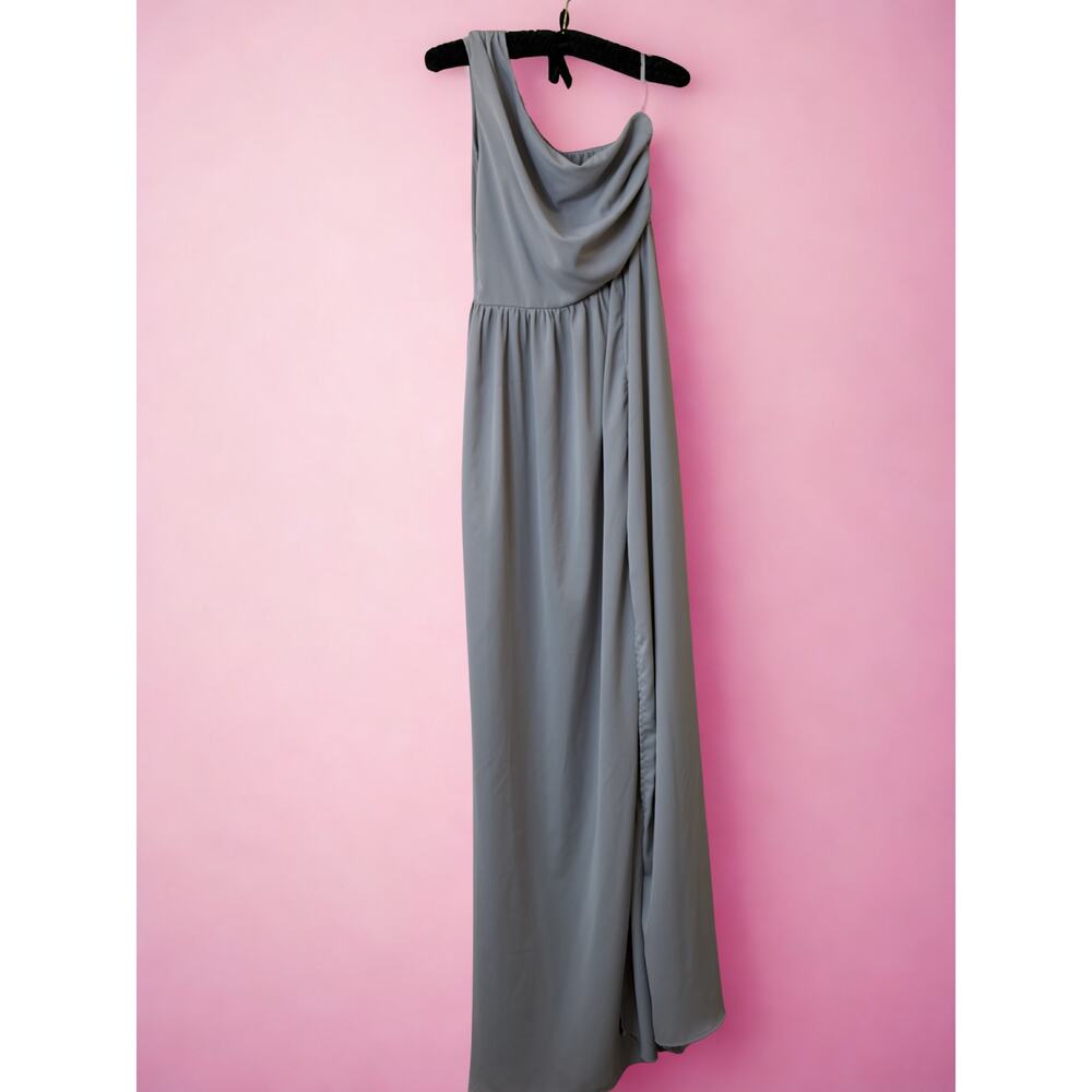 Grey Formal Prom Dress Size S Maxi Off the Shoulder